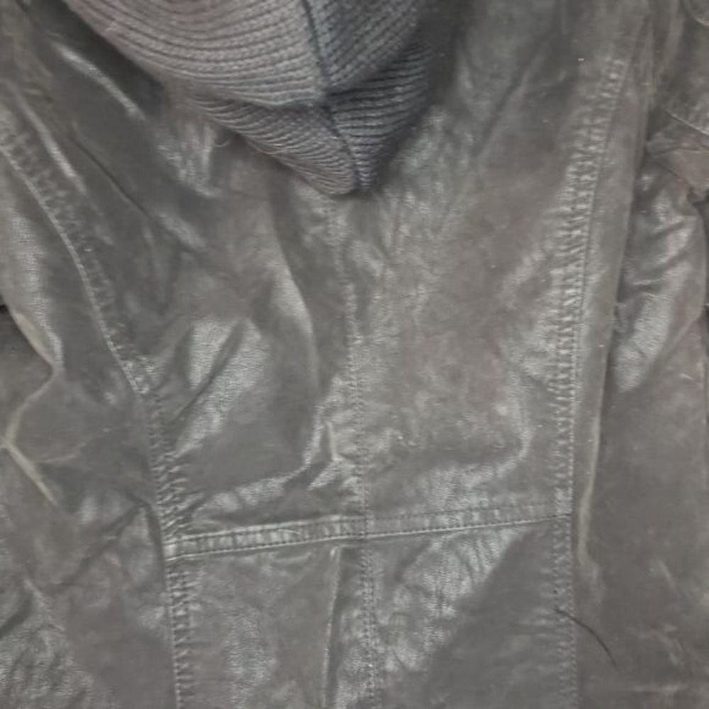 Black Hooded Moto Jacket Womens Full‎ Zip Casual - Size small - Picture 10 of 12